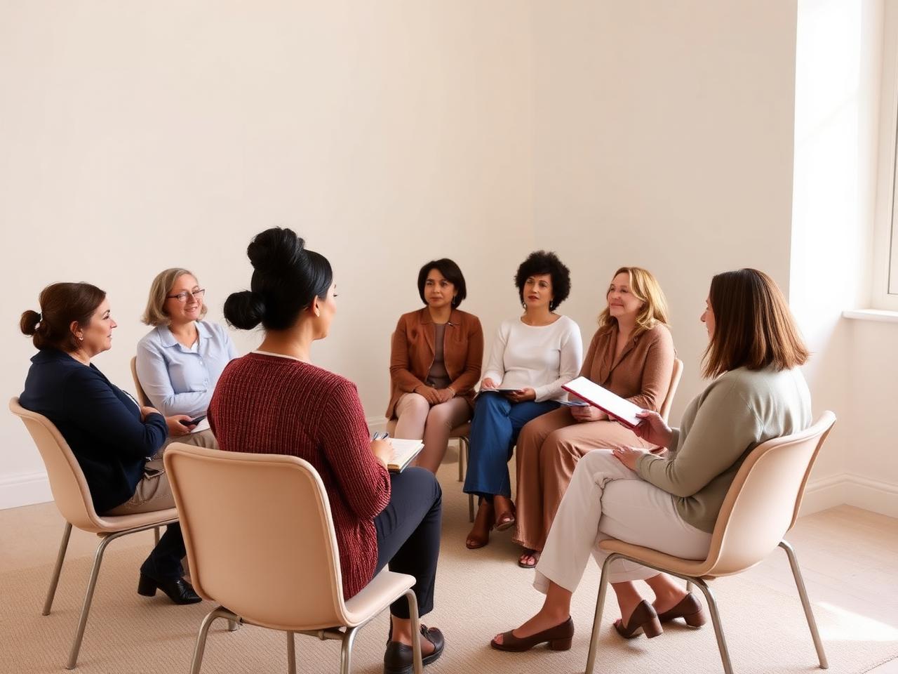 Grupo de mujeres en ronda durante un encuentro de escucha